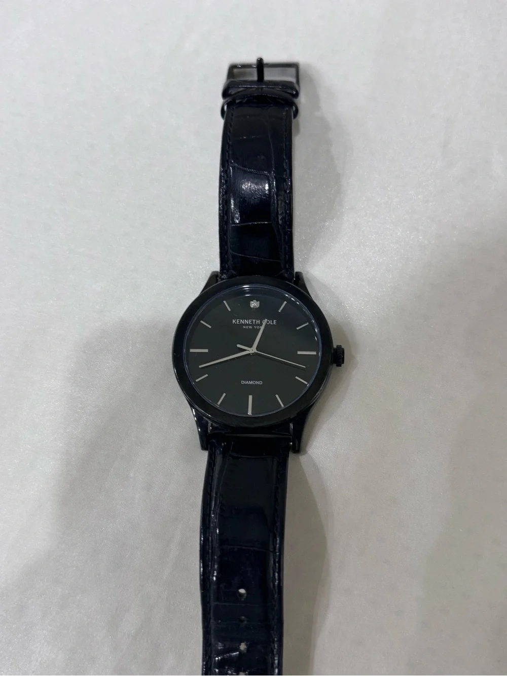 Kenneth Cole Men's All-Black Leather Strap Watch